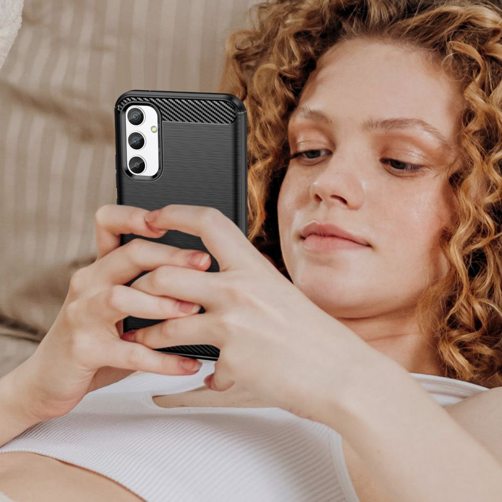 Nugarėlės dėklai Hurtel Carbon Case case for Realme 10 Pro flexible silicone carbon cover black