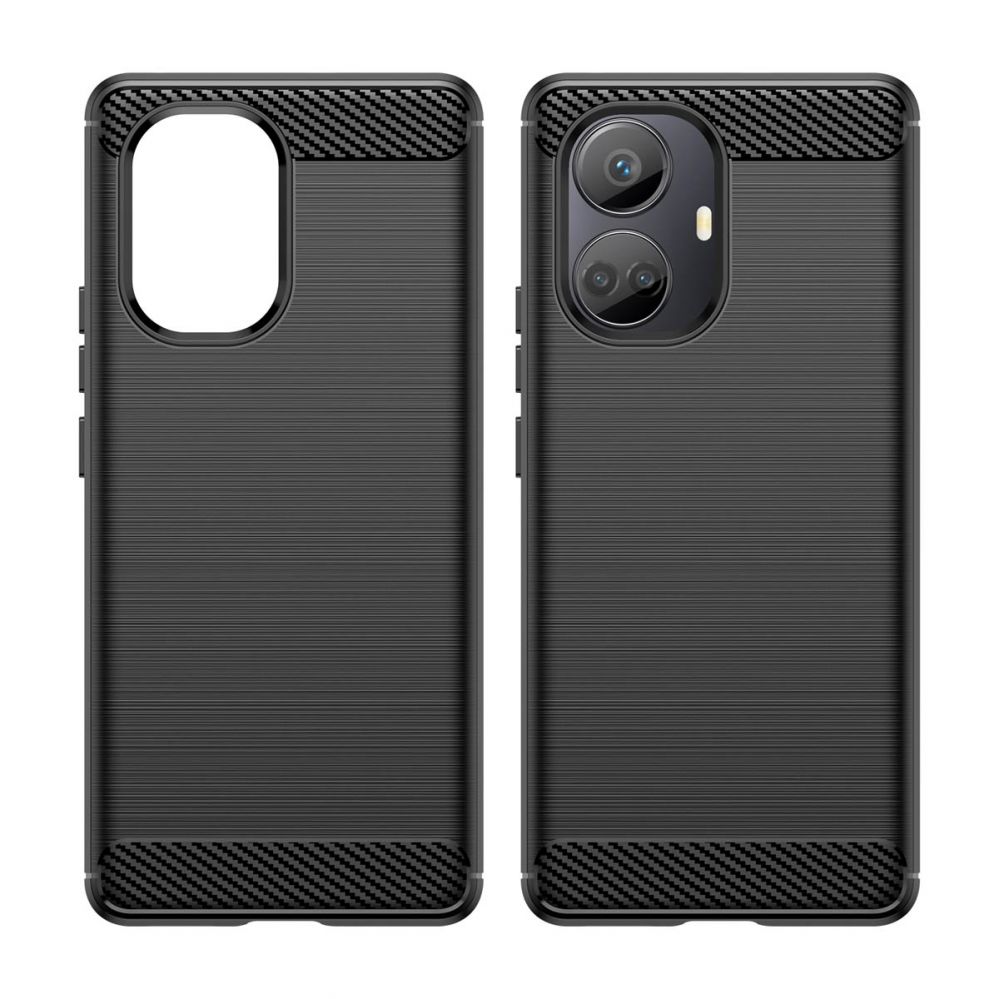 Nugarėlės dėklai Hurtel Carbon Case case for Realme 10 Pro+ flexible silicone carbon cover black