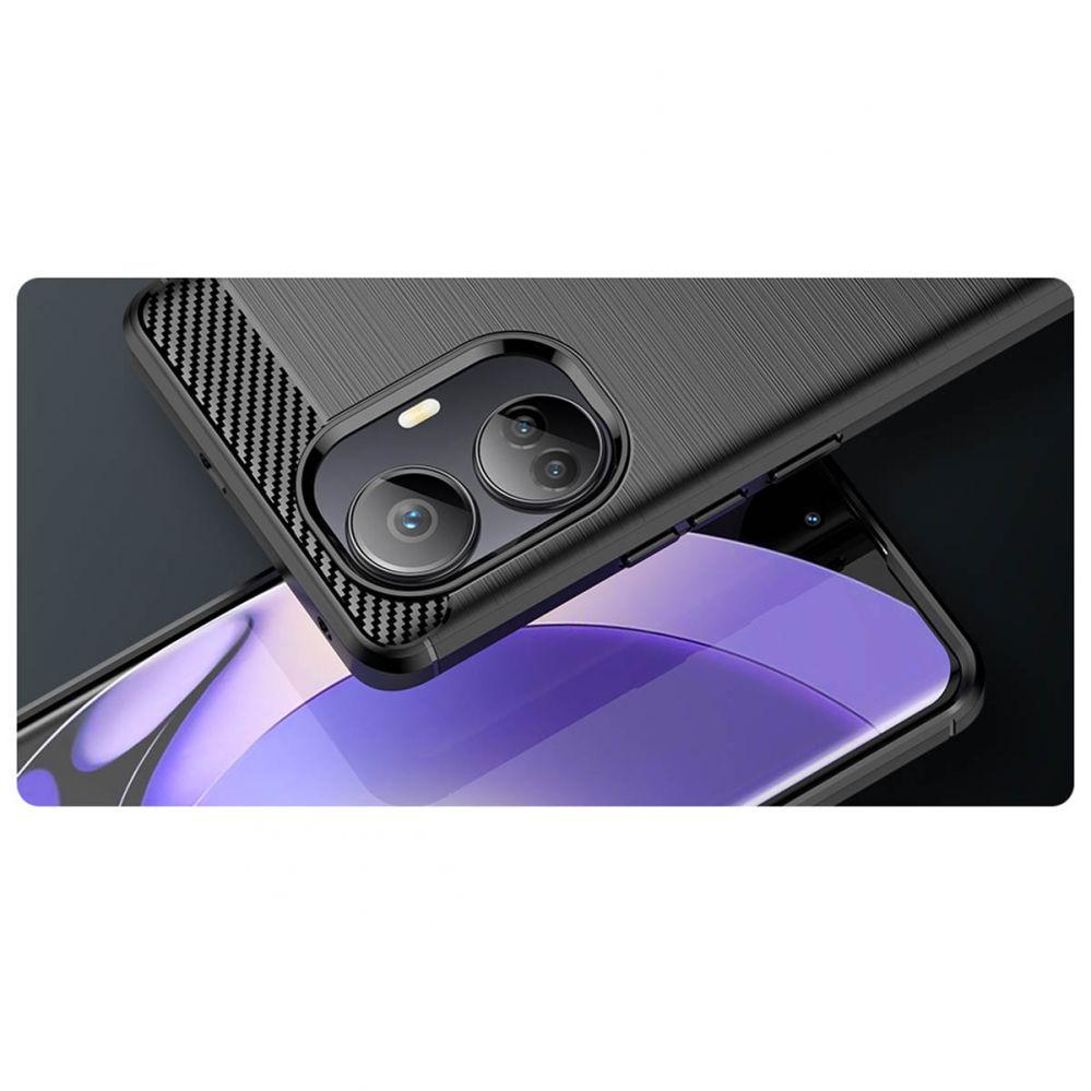 Nugarėlės dėklai Hurtel Carbon Case case for Realme 10 Pro+ flexible silicone carbon cover black
