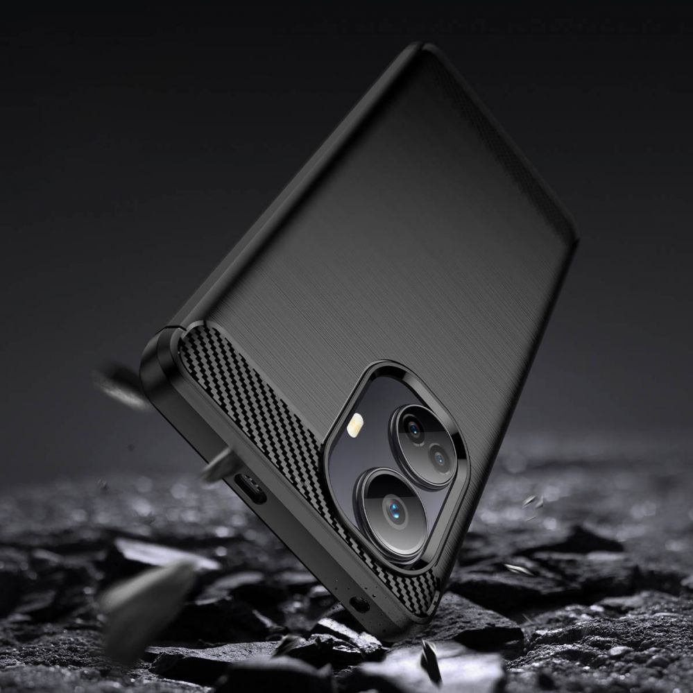 Nugarėlės dėklai Hurtel Carbon Case case for Realme 10 Pro+ flexible silicone carbon cover black