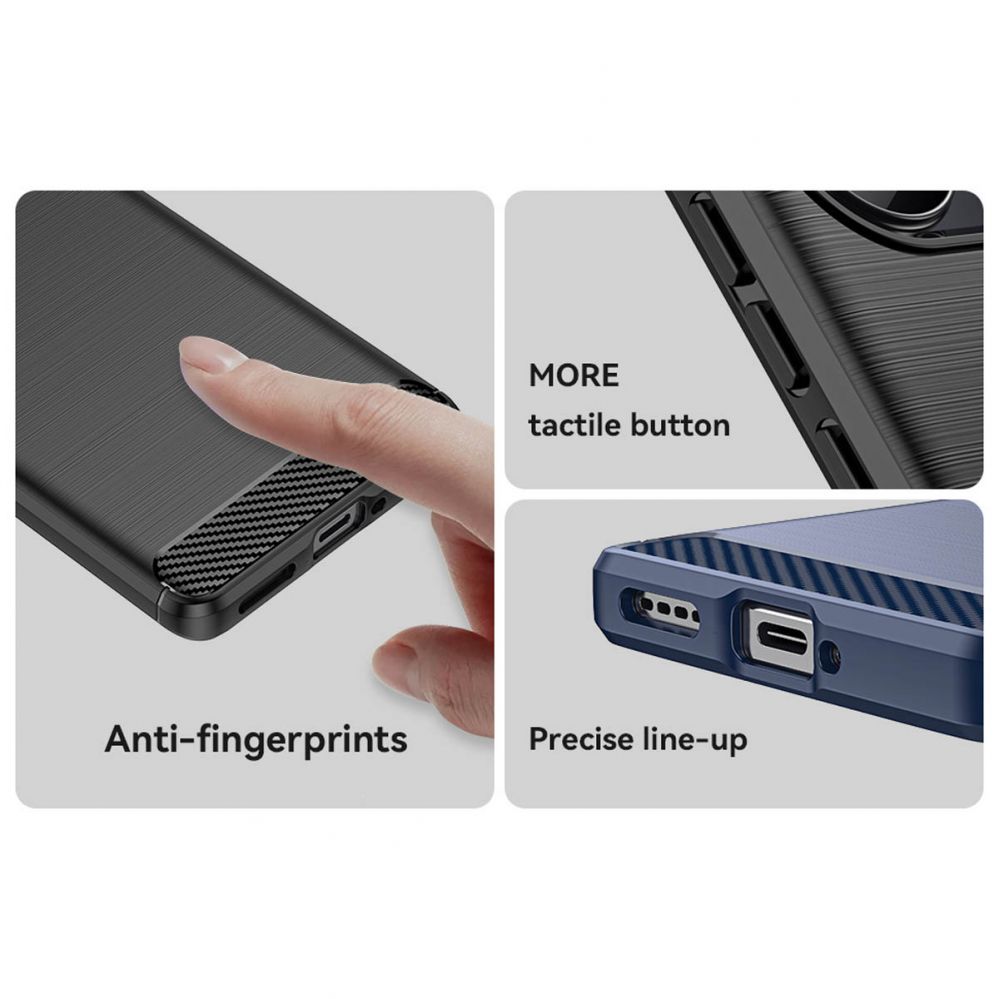 Nugarėlės dėklai Hurtel Carbon Case case for Realme 10 Pro+ flexible silicone carbon cover black