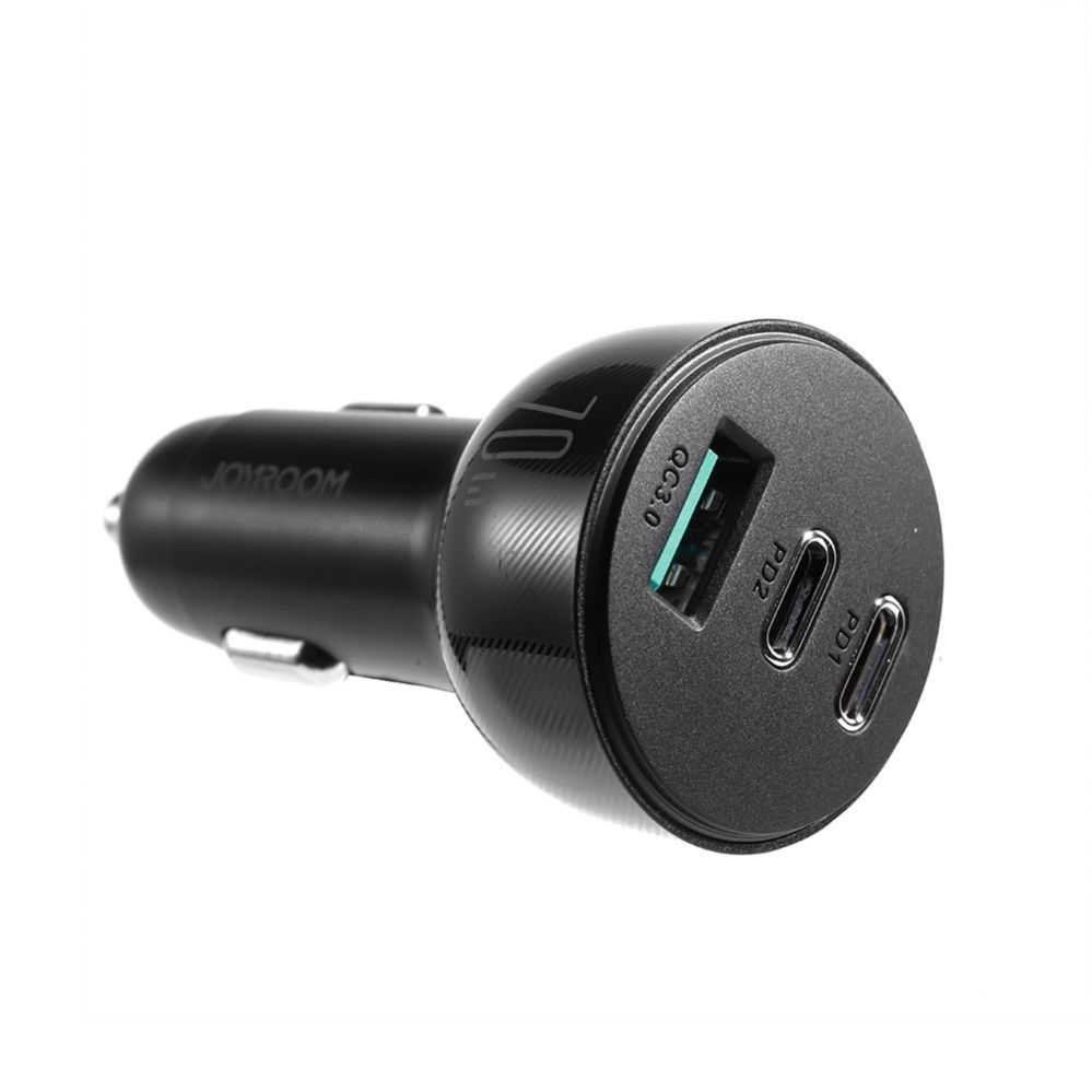 Adaptrid Joyroom Joyroom 70W car charger with 3 ports: USB, 2 x USB C black (JR-CL26)