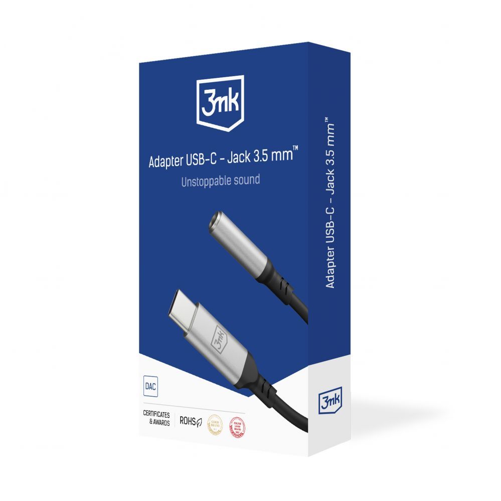 Kabelis 3MK 3mk USB-C adapter - 3.5 mm minijack - silver