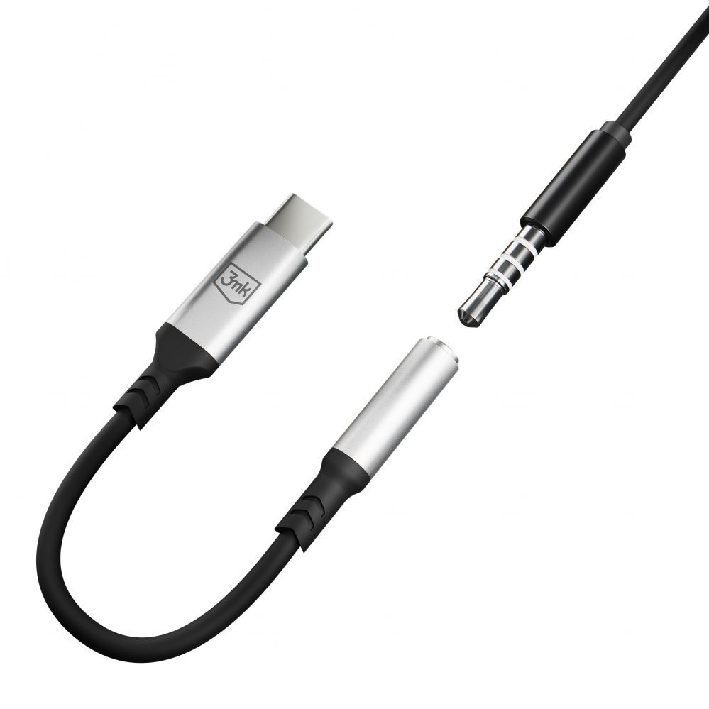 Kabelis 3MK 3mk USB-C adapter - 3.5 mm minijack - silver