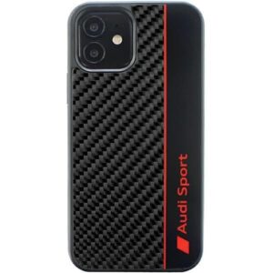 Aizmugurējais vāciņš Audi  Audi Carbon Fiber Stripe iPhone 12/12 Pro 6.1" black/black hardcase AUS-TPUPCIP12P-R8/D1-BK