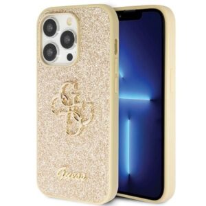 Nugarėlės dėklai Guess  Guess GUHCP14LHG4SGD case for iPhone 14 Pro - gold Glitter Script Big 4G 