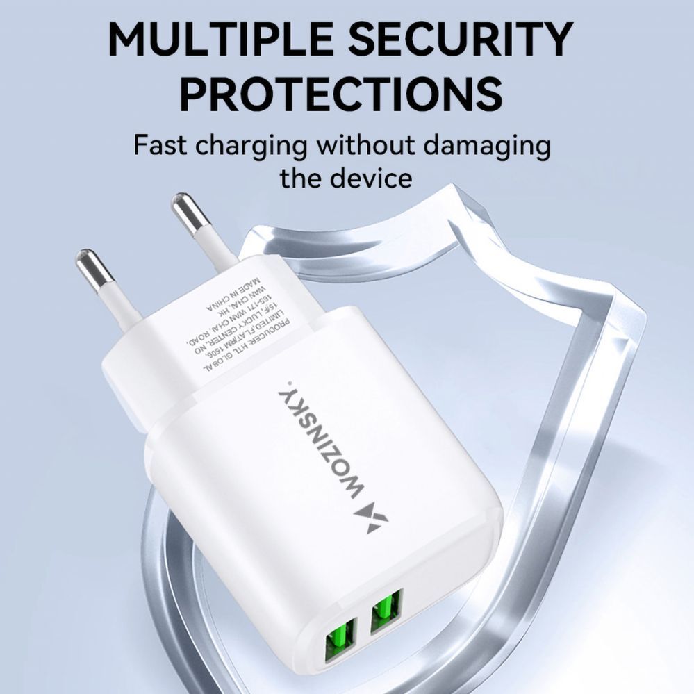 Adaptrid Wozinsky Wozinsky CUWCW 2.4A 2 x USB-A Wall Charger - White