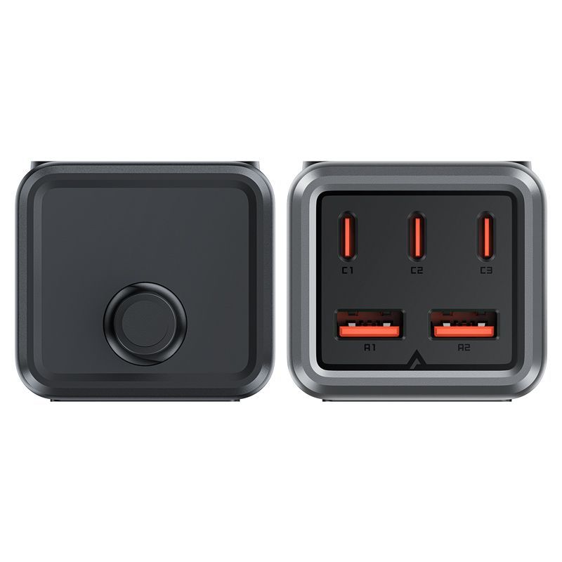 Adaptrid Acefast Acefast Z2 GaN 75W PD desktop charger 3x USB-C 2x USB-A - black and gray