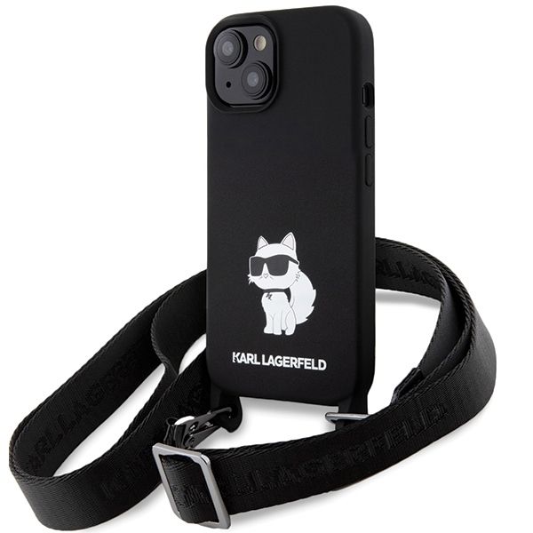 Tagakaaned Karl Lagerfeld Karl Lagerfeld KLHCP15SSCBSCNK iPhone 15 6.1" hardcase black/black Crossbody Silicone Choupette