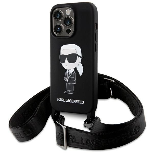 Tagakaaned Karl Lagerfeld Karl Lagerfeld KLHCP15XSCBSKNK iPhone 15 Pro Max 6.7" hardcase black/black Crossbody Silicone Ikonik