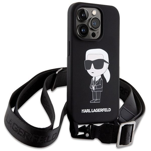 Tagakaaned Karl Lagerfeld Karl Lagerfeld KLHCP15XSCBSKNK iPhone 15 Pro Max 6.7" hardcase black/black Crossbody Silicone Ikonik