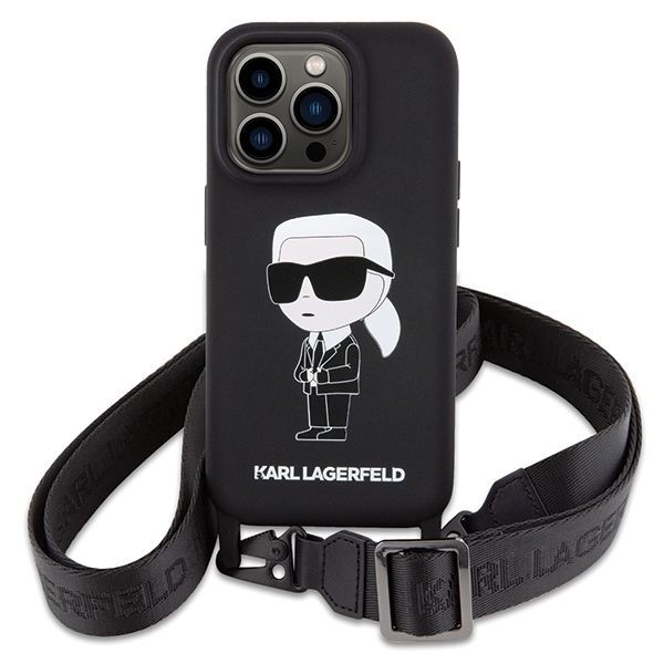 Tagakaaned Karl Lagerfeld Karl Lagerfeld KLHCP15XSCBSKNK iPhone 15 Pro Max 6.7" hardcase black/black Crossbody Silicone Ikonik
