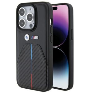 Back panel cover BMW  BMW Stamped Tricolor Stripe iPhone 15 Pro Case - Black 