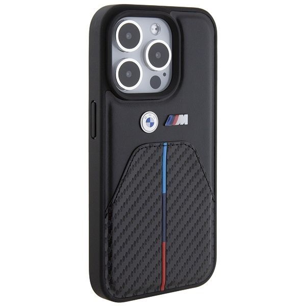 Back panel cover BMW BMW Stamped Tricolor Stripe iPhone 15 Pro Case - Black