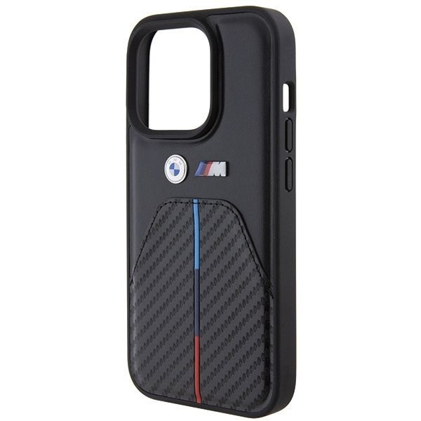 Back panel cover BMW BMW Stamped Tricolor Stripe iPhone 15 Pro Case - Black