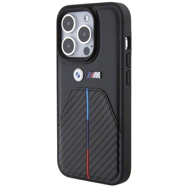 Back panel cover BMW BMW Stamped Tricolor Stripe iPhone 15 Pro Case - Black