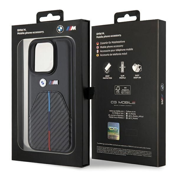 Back panel cover BMW BMW Stamped Tricolor Stripe iPhone 15 Pro Case - Black