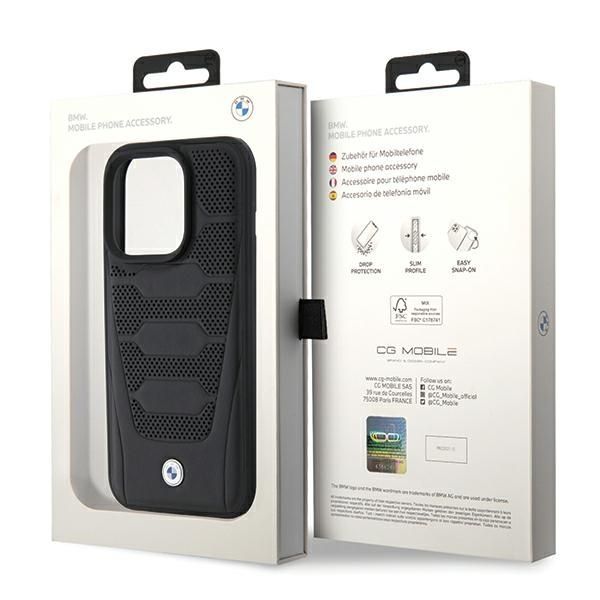 Back panel cover BMW BMW Leather Seats Pattern case for iPhone 15 Pro Max - black