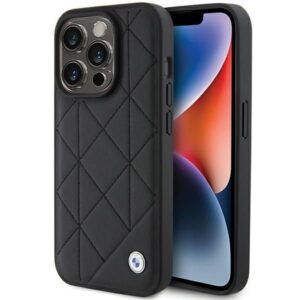 Aizmugurējais vāciņš BMW  BMW Leather Quilted case for iPhone 15 Pro Max - black 