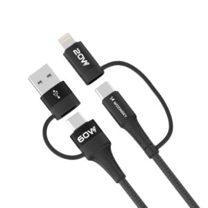 Kabelis Wozinsky  Wozinsky WNBAA 4in1 cable 2x USB-C 1x USB-A 1x Lightning 60W 1 m - black 