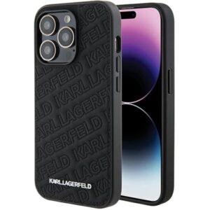 Aizmugurējais vāciņš Karl Lagerfeld  Karl Lagerfeld Quilted K Pattern iPhone 15 Pro Case - Black 