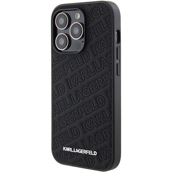 Aizmugurējais vāciņš Karl Lagerfeld Karl Lagerfeld Quilted K Pattern iPhone 15 Pro Case - Black