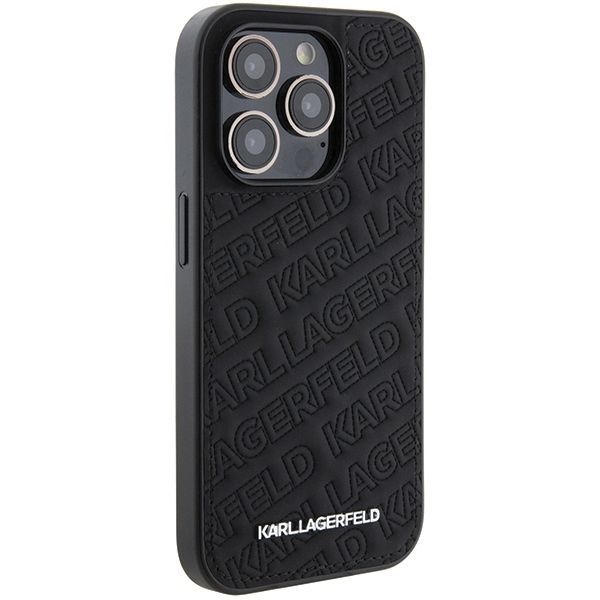 Aizmugurējais vāciņš Karl Lagerfeld Karl Lagerfeld Quilted K Pattern iPhone 15 Pro Case - Black