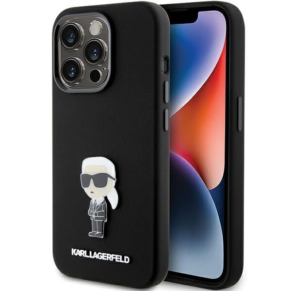Tagakaaned Karl Lagerfeld Karl Lagerfeld Silicone Ikonik Metal Pin case for iPhone 15 Pro - black