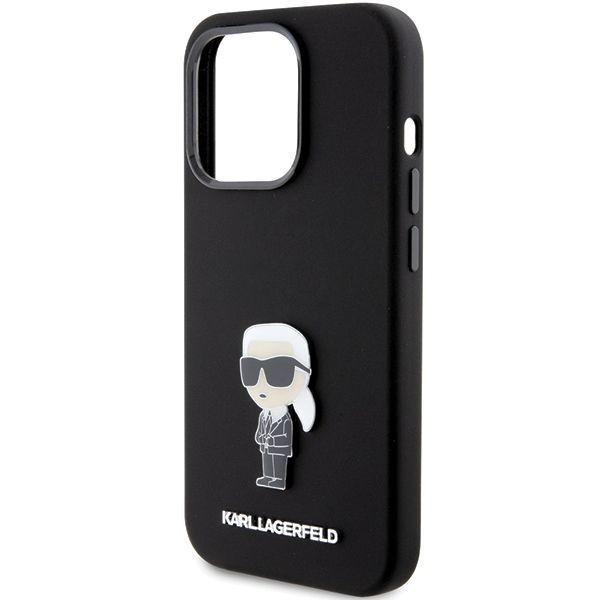 Tagakaaned Karl Lagerfeld Karl Lagerfeld Silicone Ikonik Metal Pin case for iPhone 15 Pro - black