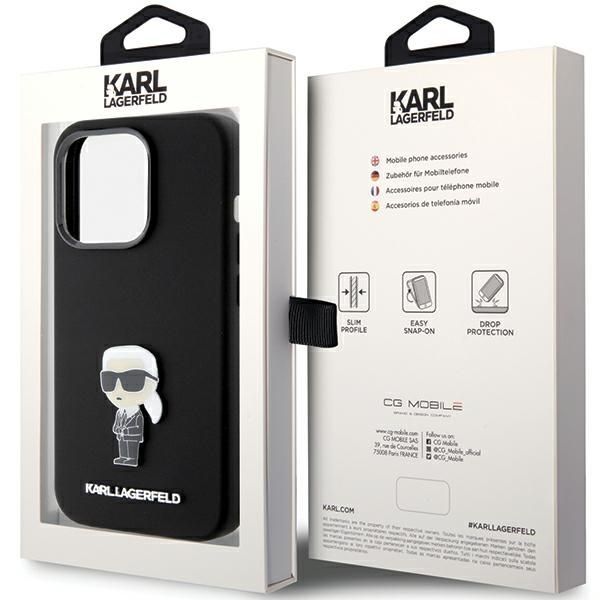 Tagakaaned Karl Lagerfeld Karl Lagerfeld Silicone Ikonik Metal Pin case for iPhone 15 Pro - black