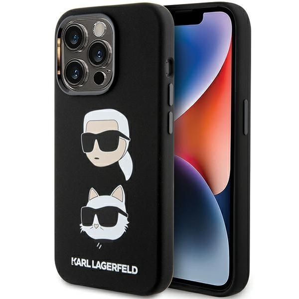 Back panel cover Karl Lagerfeld Karl Lagerfeld Silicone Karl&Choupette Head case for iPhone 15 Pro Max - black