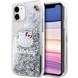 Nugarėlės dėklai Hello Kitty  Hello Kitty Liquid Glitter Charms Kitty Head Case for iPhone 11 / Xr - Silver 