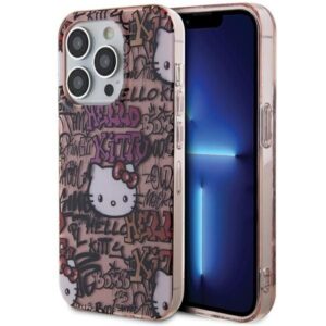 Nugarėlės dėklai Hello Kitty  Hello Kitty IML Tags Graffiti case for iPhone 13 Pro / 13 - pink 