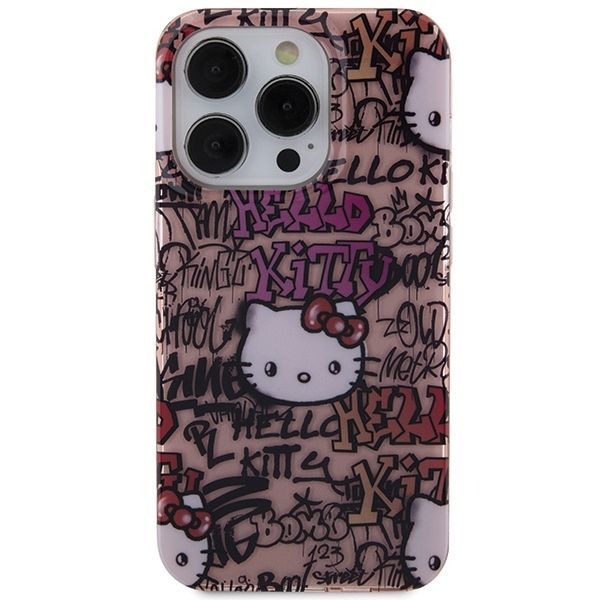 Back panel cover Hello Kitty Hello Kitty IML Tags Graffiti case for iPhone 13 Pro / 13 - pink