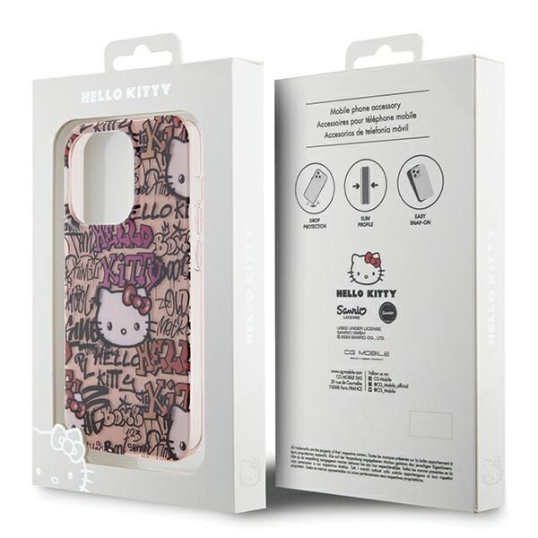 Back panel cover Hello Kitty Hello Kitty IML Tags Graffiti case for iPhone 13 Pro / 13 - pink