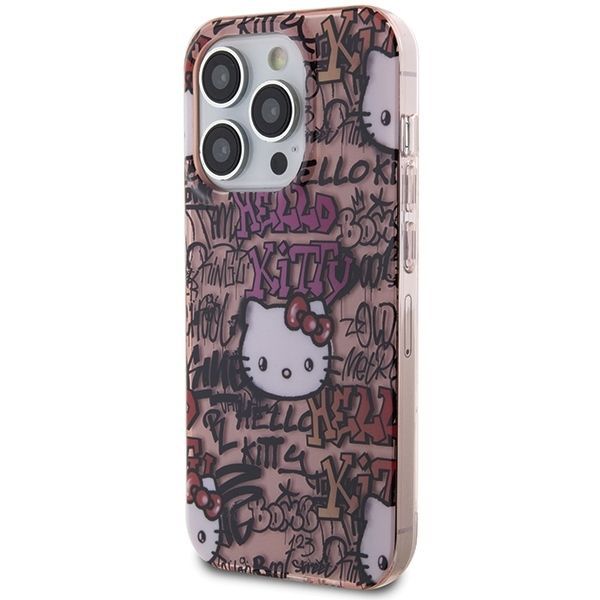 Back panel cover Hello Kitty Hello Kitty IML Tags Graffiti case for iPhone 13 Pro / 13 - pink
