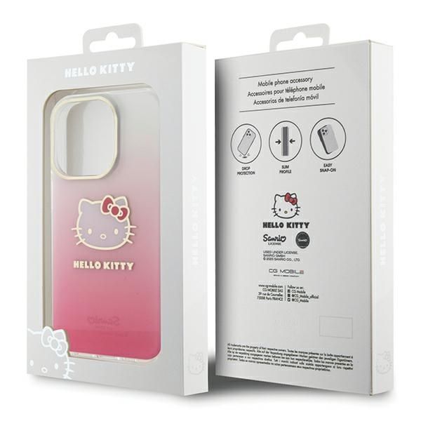 Back panel cover Hello Kitty Hello Kitty IML Gradient Electrop Kitty Head case for iPhone 15 Pro - pink
