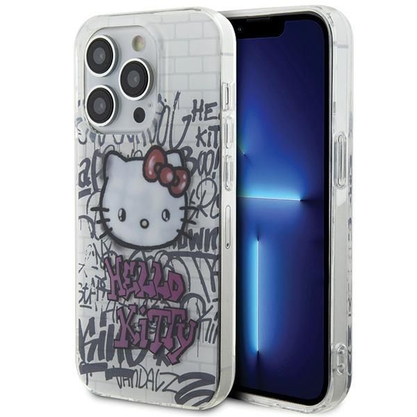 Back panel cover Hello Kitty Hello Kitty IML Kitty On Bricks Graffiti case for iPhone 15 Pro - white