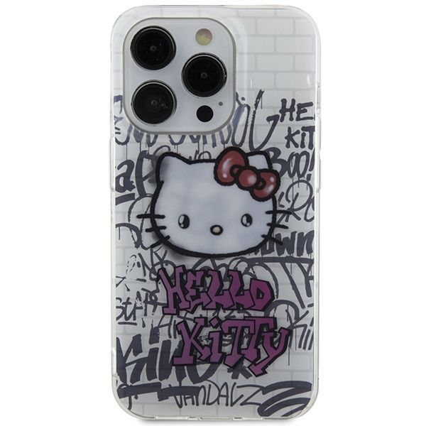 Back panel cover Hello Kitty Hello Kitty IML Kitty On Bricks Graffiti case for iPhone 15 Pro - white