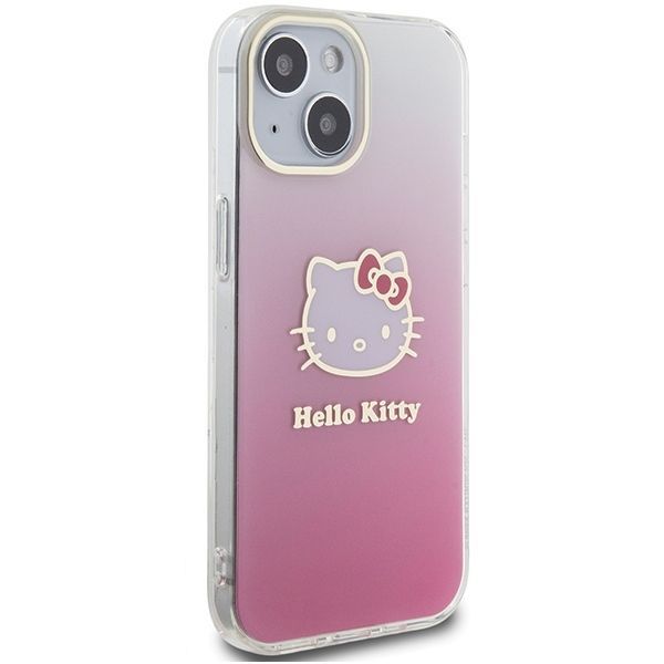 Back panel cover Hello Kitty Hello Kitty IML Gradient Electrop Kitty Head case for iPhone 15 - pink