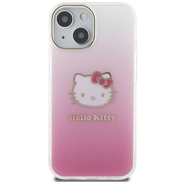 Back panel cover Hello Kitty Hello Kitty IML Gradient Electrop Kitty Head case for iPhone 15 - pink