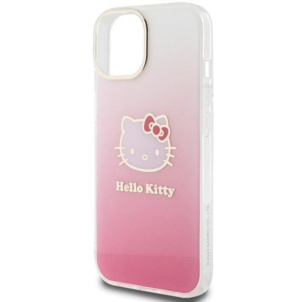Back panel cover Hello Kitty Hello Kitty IML Gradient Electrop Kitty Head case for iPhone 15 - pink