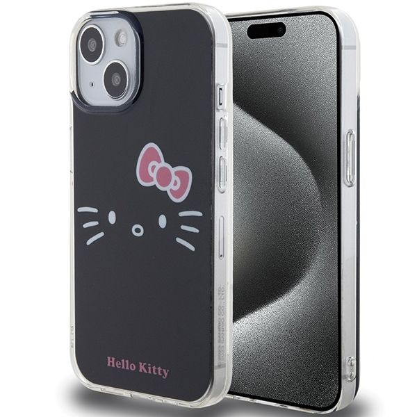 Back panel cover Hello Kitty Hello Kitty IML Kitty Face case for iPhone 15 - black