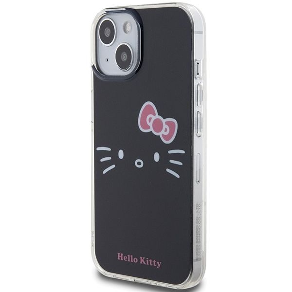 Back panel cover Hello Kitty Hello Kitty IML Kitty Face case for iPhone 15 - black