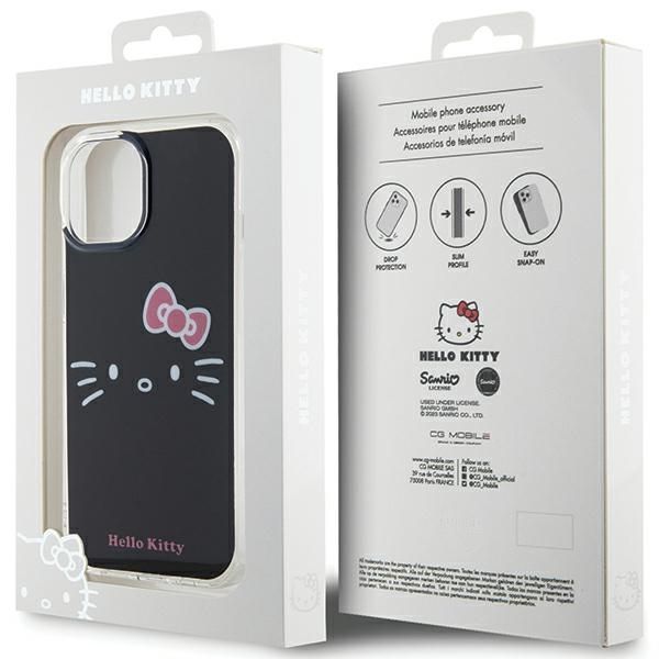 Back panel cover Hello Kitty Hello Kitty IML Kitty Face case for iPhone 15 - black