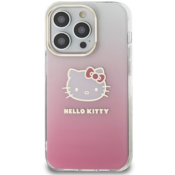 Back panel cover Hello Kitty Hello Kitty IML Gradient Electrop Kitty Head case for iPhone 15 Pro Max - pink
