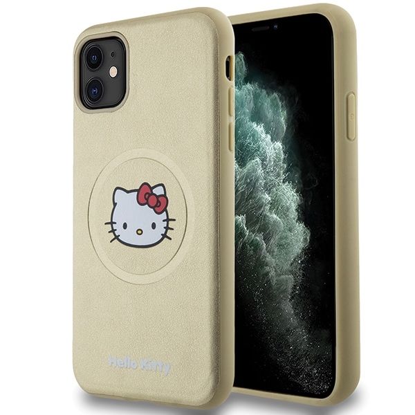 Back panel cover Hello Kitty Hello Kitty Leather Kitty Head MagSafe case for iPhone 11 / Xr - gold