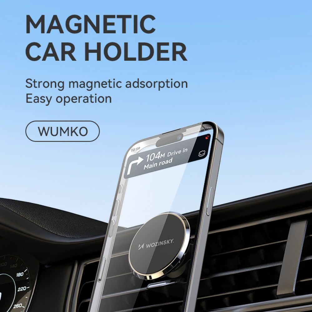 Auto holder Wozinsky Wozinsky WUMKO Magnetic Phone Holder for Car Air Vent - Black