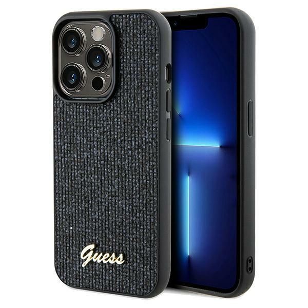 Aizmugurējais vāciņš Guess Guess Disco Metal Script case for iPhone 13 Pro / 13 - black