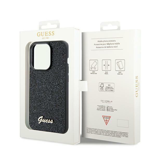 Aizmugurējais vāciņš Guess Guess Disco Metal Script case for iPhone 13 Pro / 13 - black